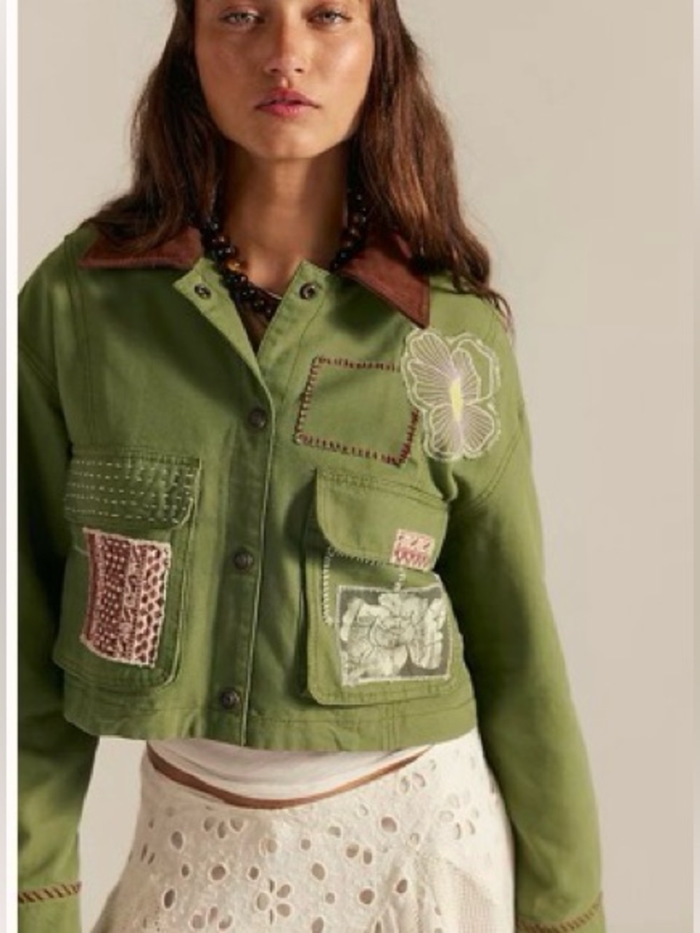 FREE PEOPLE x We The Free Martha Workwear Applique Jacket size small